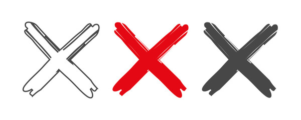 Obraz premium Cross icon. Set x. Cross vector sign. Flat and linear style. Cross red colored icons. - vector