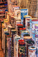 Turkish traditional carpets and rugs on grand bazaar Istanbul