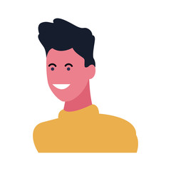 Young man smiling cartoon profile