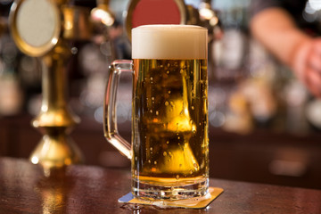 pint of blonde beer