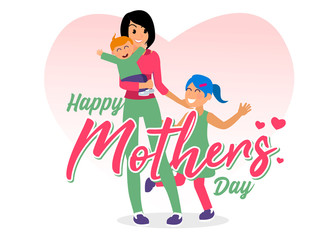 Mother and Children. Mother's day card, background.