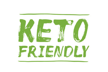 Keto Friendly - handdrawn green text, label