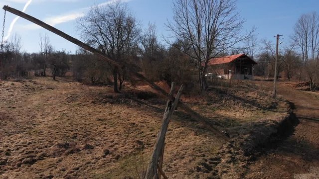 Aerial view of Gherdeal village in Romania. Fortified church in Transylvania