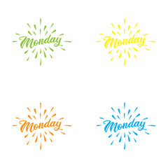 monday - hand drawn monday lettering phrase isolated on the white background. - Vector