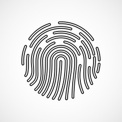Fingerprint icon, biometric identification symbol, id logo. Vector