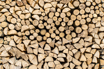 Gehacktes Brennholz, Textur aus Holz