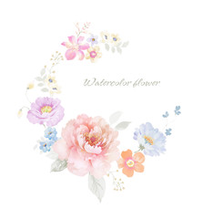 Fototapeta na wymiar Beautiful hand drawn watercolor flower for your design and greeting cards for the holiday