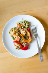 Traditional Spanish paella with seafood