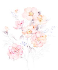Flowers watercolor illustration,Greeting card with flower,It's perfect for greeting cards,wedding invitation