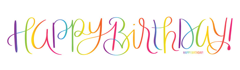 HAPPY BIRTHDAY! rainbow brush calligraphy banner