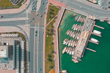 Yacht marina, aerial view, Doha, Qatar