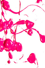 Pink Paint Splatters on White Background