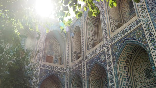 Amazing Islam religion mosque building and details in Uzbekistan