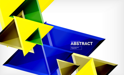 Flying triangles compostion geometric background