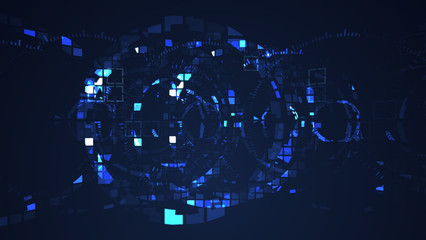 Fototapeta premium Abstract blue cyber circle digital technology graphic illustration. Internet futuristic concept.