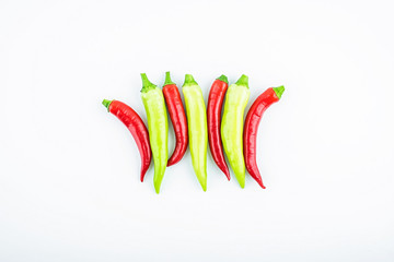 Fresh peppers on white background