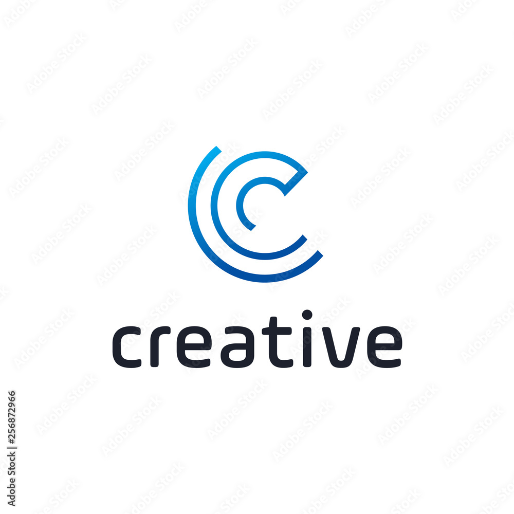 Poster Modern C initial logo, C Tech Initial logo vector 