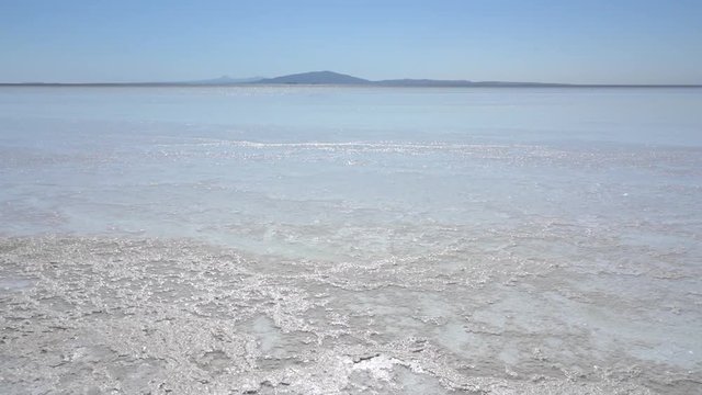 Salty lake Asale in the Danakil depression in Ethiopia