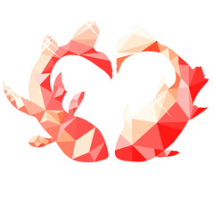 Lowpolly vector fish. Heart lowpolly. Vector lowpolly illustration.