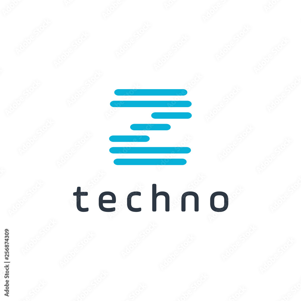 Poster Technology logo simple tech design with innitial Z. Vector creative abstract circle round red flow shape modern icon for construction technology or logo template for digital communication concept