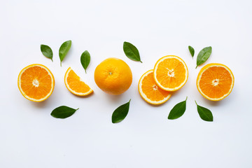 Fresh orange citrus fruit isolated on white