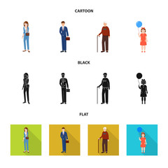 Isolated object of character and avatar  symbol. Set of character and portrait vector icon for stock.