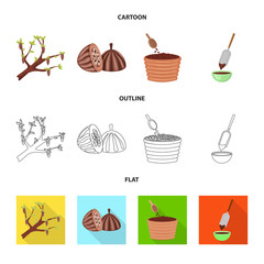 Isolated object of food and yummy logo. Set of food and brown   stock symbol for web.