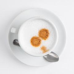 cup of cappuccino on the white background