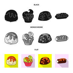 Isolated object of confectionery and culinary symbol. Collection of confectionery and product stock vector illustration.