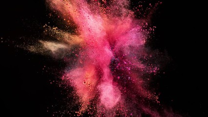Super slowmotion shot of color powder explosion isolated on black background. Shot with high speed cinema camera at 1000fps