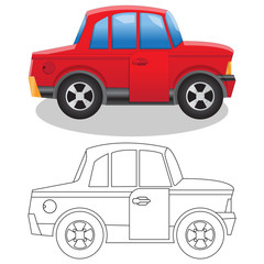 Car. Side view. Isolated on white background. Vector illustration.