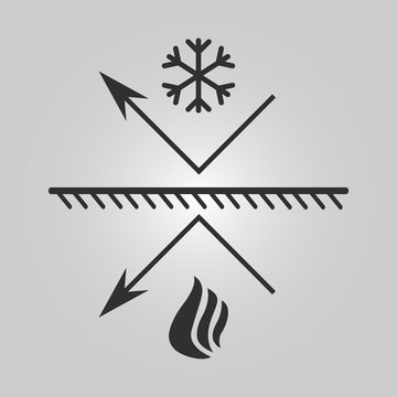 Cold-resistant And Thermal Insulation Icon - Bonfire And Snowflake - Vector