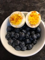 blueberry and boiled egg breakfast