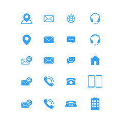 Modern communication contact us set icons