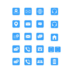 Modern communication contact us set icons