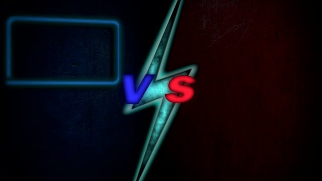 versus screen on black background.boxes with a green background