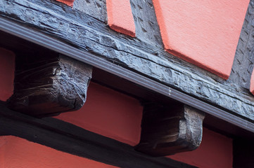 retail of traditional alsatian facades of medieval building