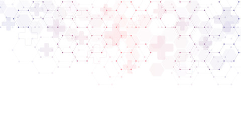 Abstract medical background with hexagons pattern. Concepts and ideas for healthcare technology, innovation medicine, health, science and research.