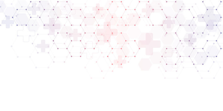 Abstract medical background with hexagons pattern. Concepts and ideas for healthcare technology, innovation medicine, health, science and research.