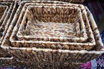 Wicker baskets at the market in Istanbul, Turkey.