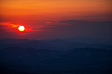 Summer sunset view from Kopitoto Hill, Vitosha Mountain, Sofia, Bulgaria