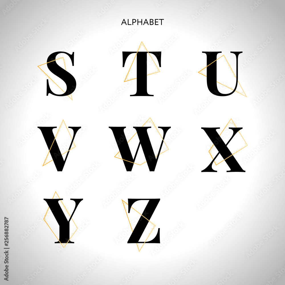 Canvas Prints Vector golden letters. Set of gold alphabet. Frame glitter