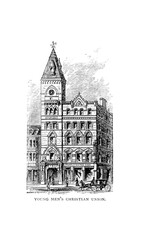 Fototapeta premium Boston city. Engraving illustration