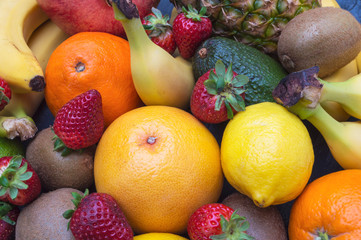 Various colorful tropical fruit for health