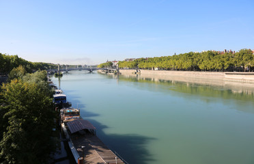 Rhone River in the Lyon city in French