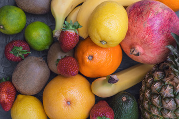 Various colorful tropical fruit for health