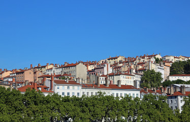 Fototapeta na wymiar Panoramic view of downtown called Viuex Lyon that means Old town