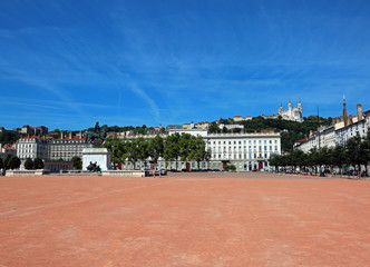 Main square in Lyon city in France called Place Bellecour