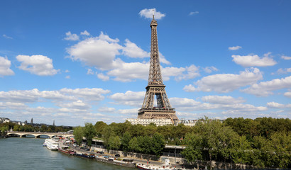 Fototapeta na wymiar Eiffel Tower and the Seine River in Paris France