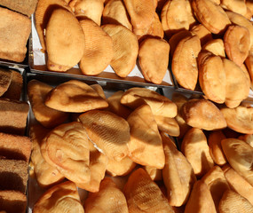 typical Italian food called Panzerotti maked with mozzarella che